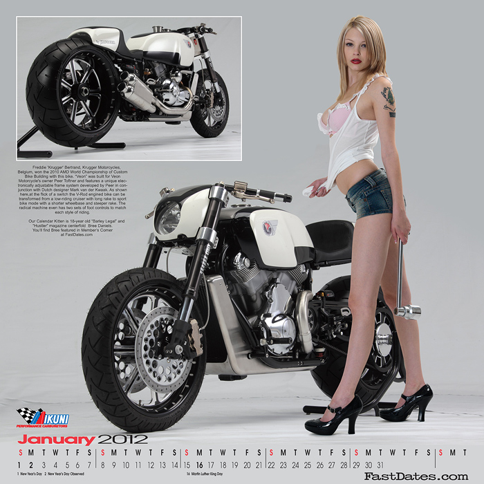 Iron & Lace custom V-twin calendar