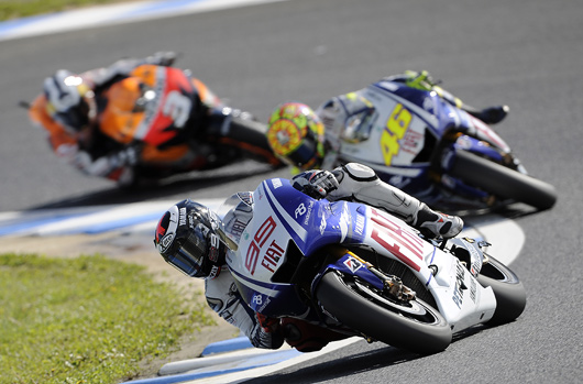 Lorenzo Rossi Pedrosa race action Motegi MotoGP