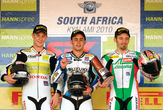 Kayalami superbike race 2 podium Haslam Rea Biaggi