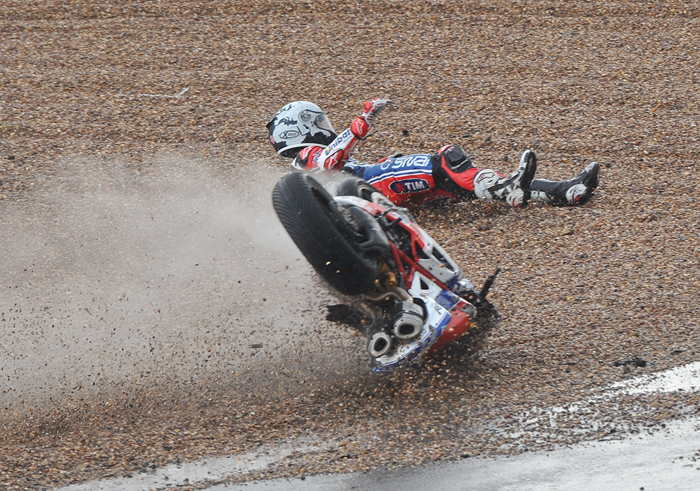 Carlos Checa crash Silverstone