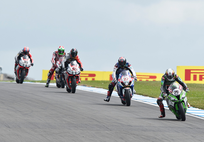 Donnington World Superbike race action