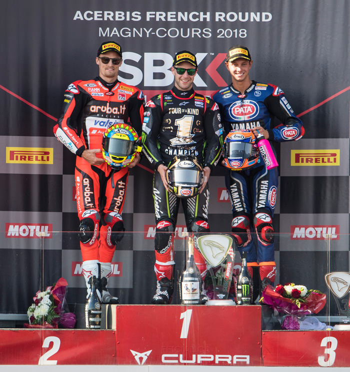 Jonthan Rea podium Magny Cours 2018 SBK World Supetbike 4 time champion