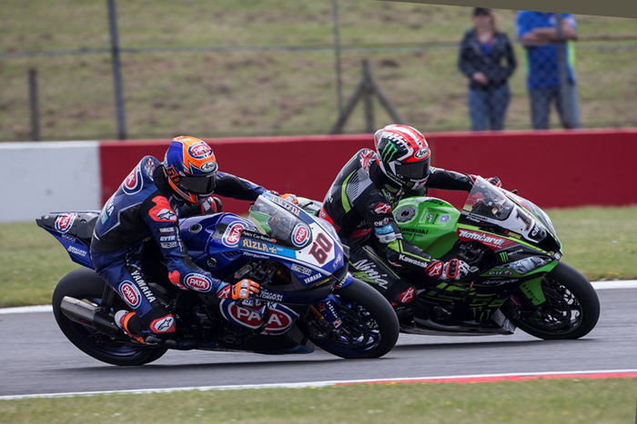 Van der mark, Jonthan Rea, Donnington SBK, race action, 2018